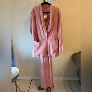 FREE PEOPLE Set of Midi Slip Dress & Blazer, Pink, Size Large NWT